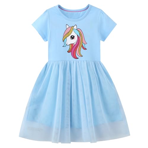 Codkkre Mädchen Kleider Einhorn Ostern Geschenke Kleid Prinzessin Tüll Sommer Party Festlich Kleid 104 von Codkkre