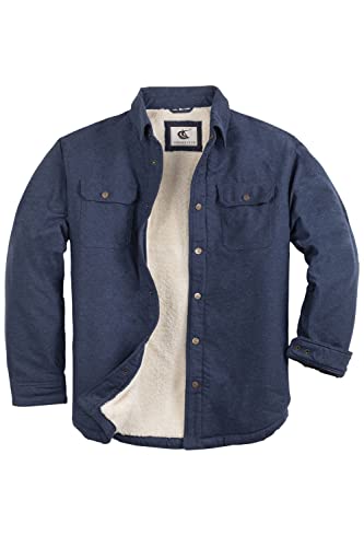 Coevals Club Herren Flanell Jacke Hemd Sherpa Holzfällerhemd Flanellhemd Langarm Kariertes Druckknöpfe Baumwolle Winter Hemd (Marineblau #16 2XL) von Coevals Club