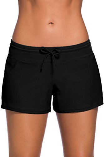 Cokar Damen Badeshorts Bikinihose Hotpants Sportbikini Schwimmshorts Bunte Farben, Bottom-d, L schwarz von Cokar