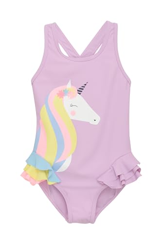 Color Kids Girls Swimsuit With Application Lila/Violett - Elastischer schnelltrocknender Mädchen Badeanzug, Größe 104 - von Color Kids