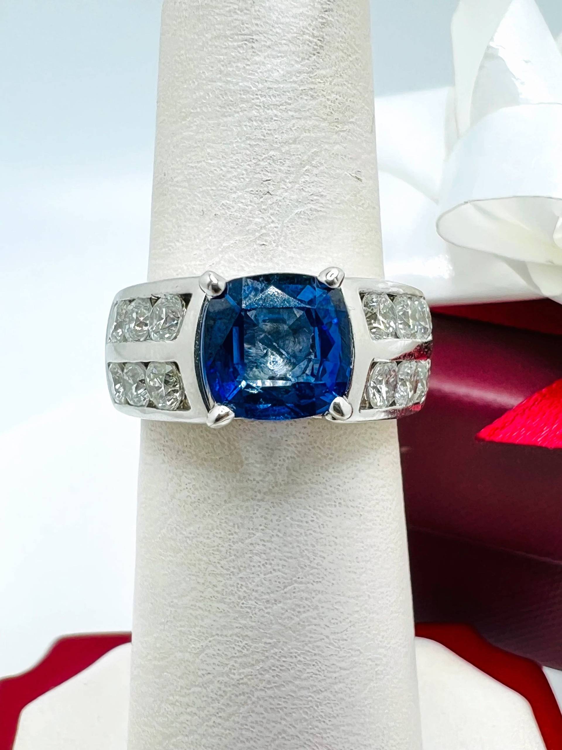 14K Weißgold Diamant 0.70Ct Wärmebehandelte Blauer Saphir Braut Verlobungsring Größe 5, 75 von ColorCoutureJewels