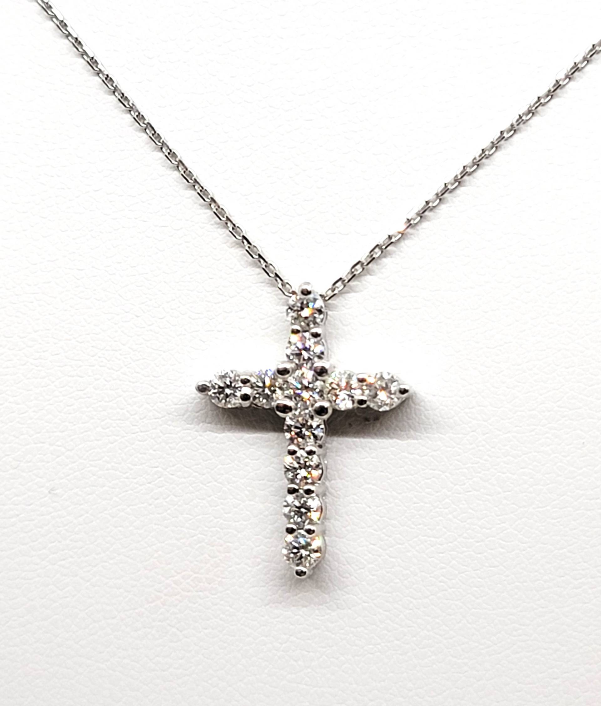 Diamant Kreuz Anhänger 14K Weißgold 16 Inch von ColorCoutureJewels