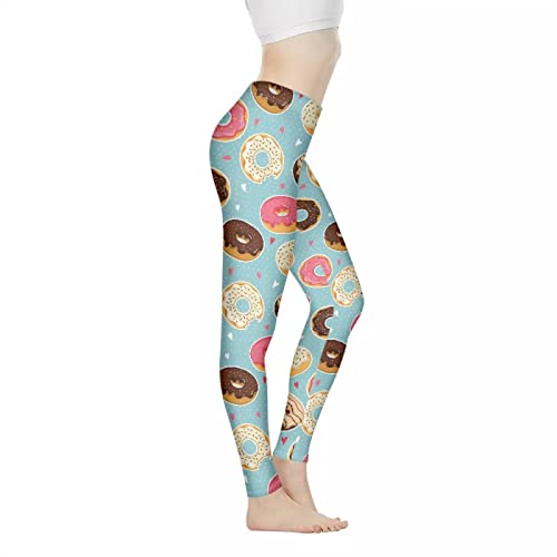 Coloranimal Damen-Yogahose, volle Länge, Sport-Leggings, Damen-Mädchen, enge Trainingshose (XS-3XL, Donut-Muster., L von Coloranimal