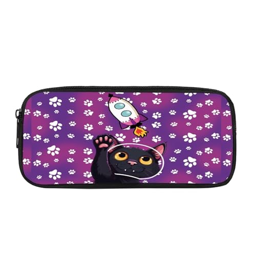 Coloranimal Federmäppchen für Kinder, niedliches Federmäppchen für Mädchen, Stifteetui, Fächer, Kawaii-Kinder-Stifthalter-Tasche mit Reißverschluss für den Schulanfang, Schwarze Katze, Cartoon, von Coloranimal