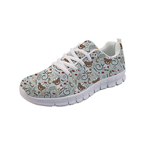 Coloranimal Outdoor Gehen Leicht Zu Fuß Schnürsenkel Mode Turnschuhe für Frauen Männer Unisex Krankenschwester Bär Design rutschfeste Gummi Schuhe EU Größe 39 von Coloranimal