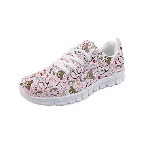 Coloranimal Pink Pediatrics Pattern Straße Walking Sneakers Gymnastik Sport Air Mesh Leichte Schnürschuhe Lässige DailyShoes Komfortable Atmungsaktive Tennisschuhe EU-Größe 39 von Coloranimal