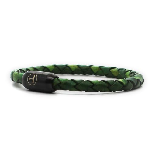 Colorcuff Premium Lederarmband, Echtleder, starker Magnetverschluss, geflochtenes Herren- und Damenarmband inkl. Schmuckbeutel, handgefertigt in Deutschland (Slim Green Vintage, 18.50) von Colorcuff