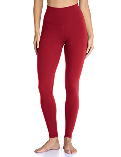 Colorfulkoala Yogahose für Damen, butterweich, hohe Taille, 7/8 Länge, Rosenrot von Colorfulkoala