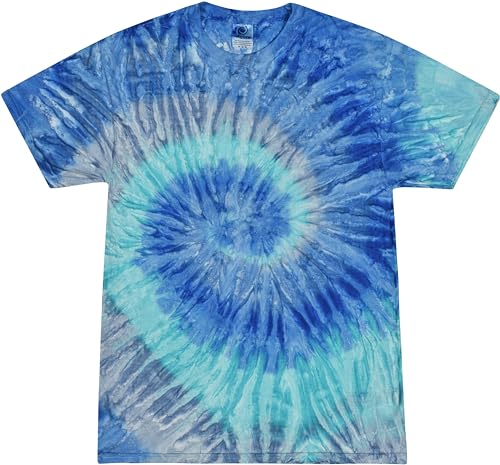 Colortone Unisex Batik Kinder T-Shirt 'Swirl' | Batik Shirt 92-158 mit verschiedenen Mustern | Flower Power Kleidung Jungs Mädchen aus Baumwolle | Handgefärbtes Batik Design | Blue Jerry, 3Y (98) von Colortone