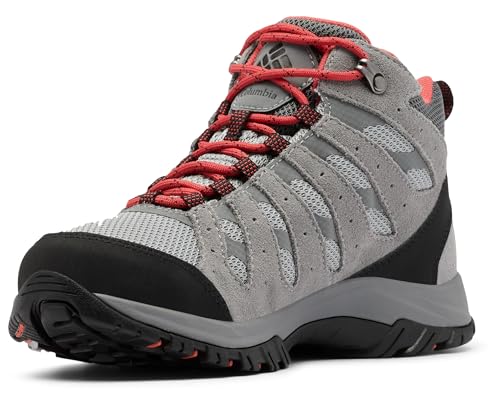 Columbia Redmond III Mid WP wasserdichte Wanderstiefel für Damen, Grau (Steam x Red Coral), 40 EU von Columbia