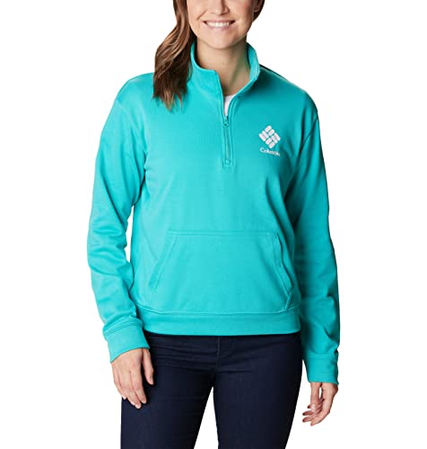 Columbia Damen Trek French Terry Half Zip Pullover, Helles Aqua/nachtaktives CCSC-Logo, 1X von Columbia