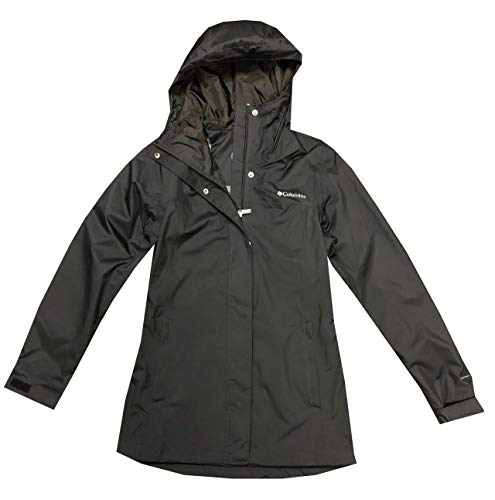 Columbia Womens Pearl Lake Trench Rain Waterproof Mid Jacket (L, Black) von Columbia