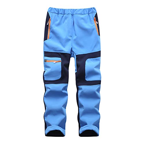 RPixc Kinder Softshellhose Atmungsaktiv Wasserdicht Warme Jungen Mädchen Skihose Wanderhose Winddichte Funktionshose Outdoorhose Trekkinghose 105-165 von Comcrib