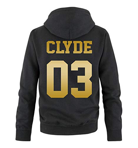 Comedy Shirts - Clyde 03 - Herren Hoodie - Schwarz / Gold - Gr. XL von Comedy Shirts