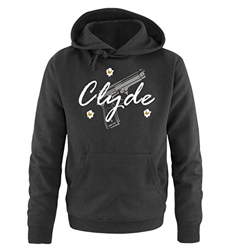 Comedy Shirts Clyde - Herren Hoodie - Schwarz/Weiss-Grau-Gold Gr. L von Comedy Shirts