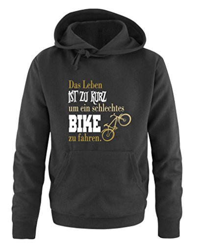 Comedy Shirts Das Leben ist zu kurz um EIN schlechtes Bike zu Fahren - Herren Hoodie - Schwarz/Gold-Weiss Gr. XL von Comedy Shirts