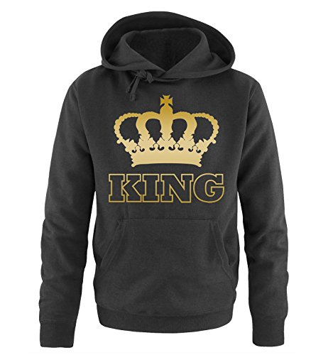 Comedy Shirts - King - Krone II - Herren Hoodie - Schwarz / Gold Gr. M von Comedy Shirts