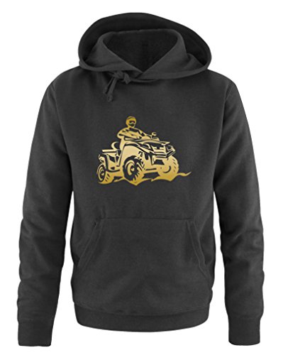 Comedy Shirts Quad ATV - Herren Hoodie - Schwarz/Gold Gr. S von Comedy Shirts