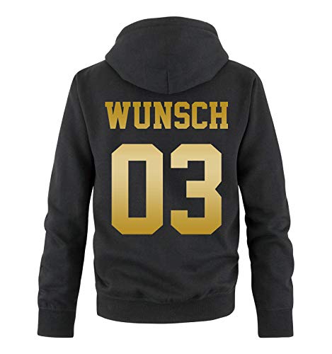 Comedy Shirts - Wunsch - Herren Hoodie - Schwarz/Gold - Gr. 3XL von Comedy Shirts