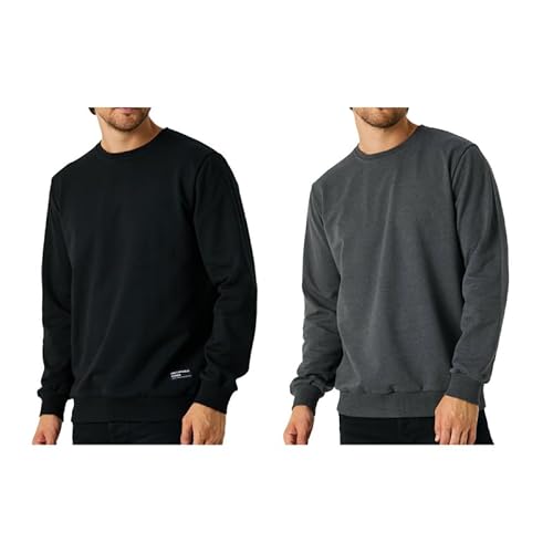 COMEOR Sweatshirt Herren Pullover Ohne Kapuze (2 Pack Schwarz/Dunkelgrau 4XL) von COMEOR