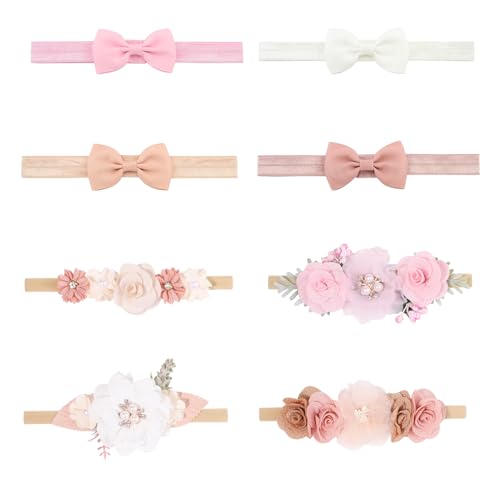 8PCS Baby Headband Flower Headbands Girls Bowknot Headband Toddler Elastic Hair Band Newborn Hair Accessories for Newborn Infant Toddlers Baby Kids von Comforso