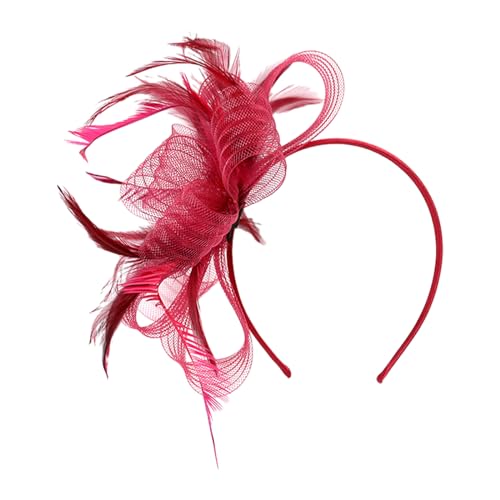 Fascinatoren für Damen, Cocktail-Tea-Party-Kopfbedeckung Fascinators Hut Stirnband mit Netzband und Federn Zubehör für die Teeparty in der Hochzeitskirche (Rot) von Comforso