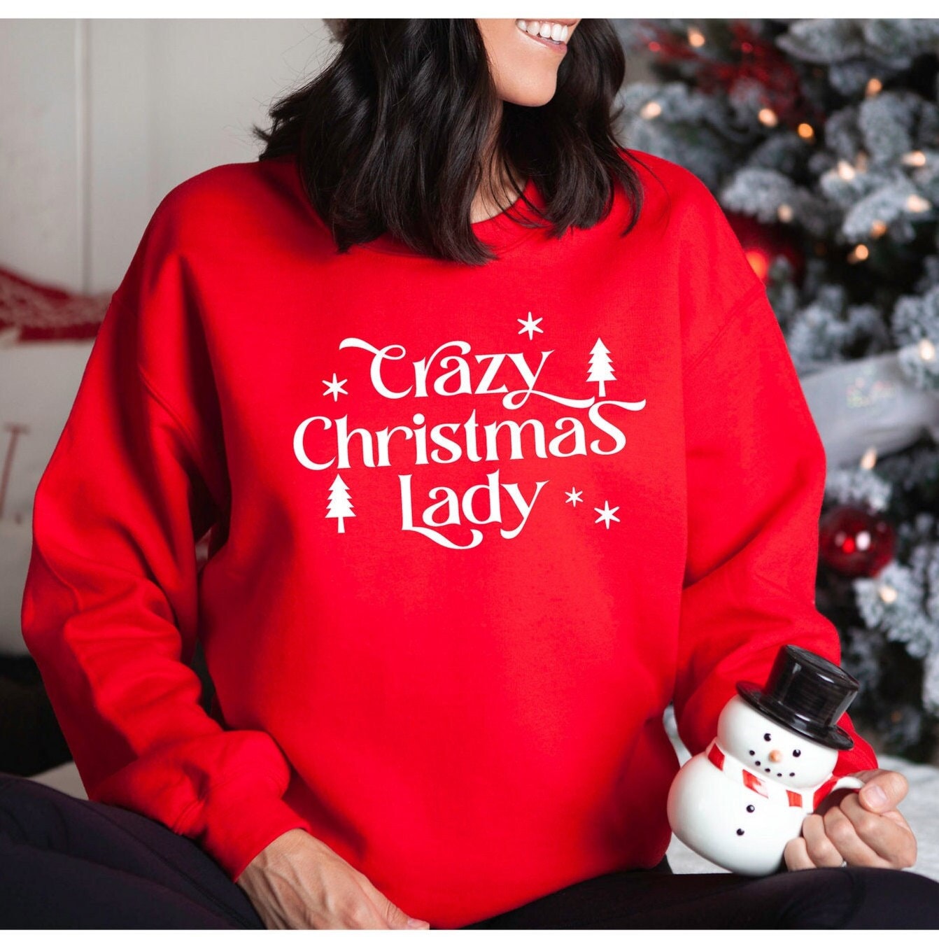 Crazy Christmas Lady Sweatshirt, Weihnachtspullover Für Frauen, Weihnachtspullover von ComfyShirtsUS