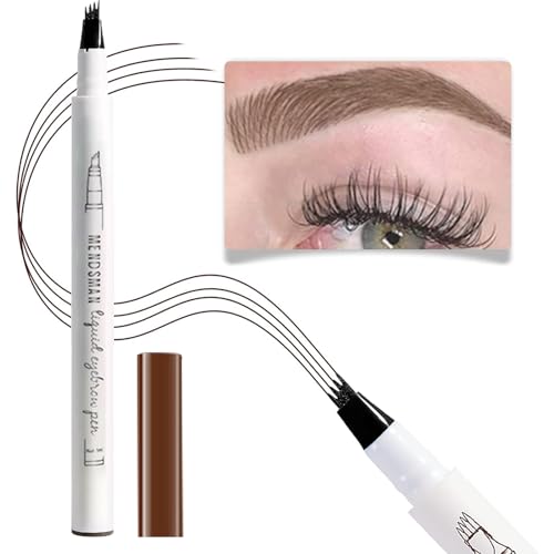 Augenbrauenstift,Augenbrauenstift mit Mikro, Flüssiger Augenbrauenstift Wasserfest, Augenbrauenstift Microblading Effekt, Brauenstift mit 4 Spitzen, Microblading Pen von Comioke