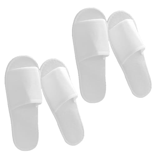 Comioke Hotelslipper, Einwegschuhe, Gästehausschuhe Set, 2 Paar Frottierslipper, Pantoffeln Herren und Damen Hausschuhe - Universalgröße, Einweg Hausschuhe Hochzeit (Größe EU 37-43, Weiß) von Comioke