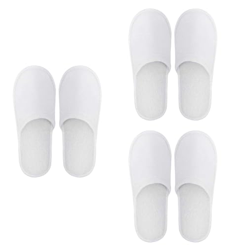 Comioke Hotelslipper, Einwegschuhe, Gästehausschuhe Set, 3 Paar Frottierslipper, Pantoffeln Herren und Damen Hausschuhe - Universalgröße, Einweg Hausschuhe Hochzeit (Größe EU 37-43, Weiß) von Comioke