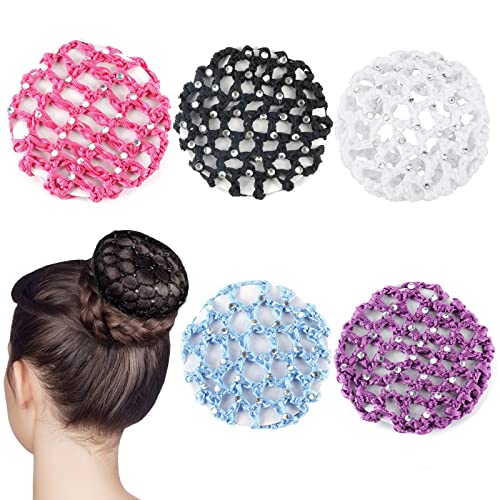 Net for Hair,Haarnetze Frisuren,Haarnetz 5 Stück,Hair Net,Haarnetze,Dutt Netz Haarnetz,Ballet Bun Net,Kristall Haarnetz,Ballet Hair Net,Dutt Ballett Mädchen,Dutt Glitzer,Duttnetze (Mit Strass) von Comioke