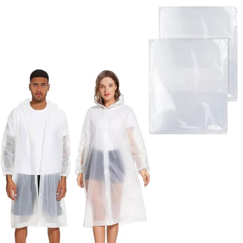 Regenponcho, Regencape, Wasserdicht Regenponcho, 2 Stück Wasserdicht Regencape, Transparent Regenmantel Mit Kapuze, Atmungsaktiv EVA Regencape, Tragbarer Regencape, Regencape Aus Atmungsaktivem EVA von Comioke