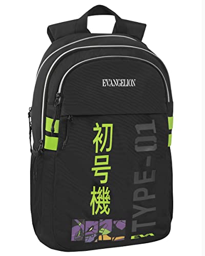 COMIX ANIME Schulrucksack für Kinder und Jugendliche mit verstellbaren Schultergurten, zwei Fächer für Tablet und Notebook mit Reißverschluss, Taglia unica, evangelion von COMIX