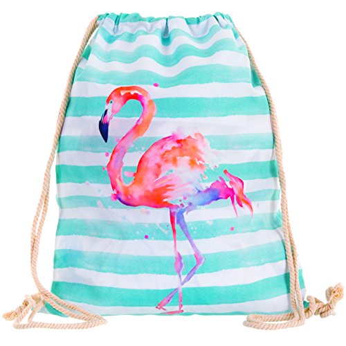 Compagno Turnbeutel Fullprint Rucksack Beutel Tasche Sport-Beutel, Rucksack Farbe:Flamingo von Compagno