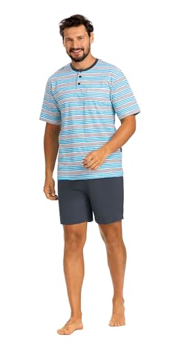 Comte Herren Schlafanzug Pyjama Kurzarm Knopfleiste 241834 Farbe: Türkis 100% Baumwolle Gr. 64 von Comte