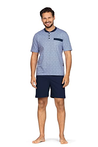 Comte Herren Schlafanzug Pyjama Shorty Kurzarm 231828 Farbe: Taubenblau Knopfleiste 100% Baumwolle Gr. 60 von Comte