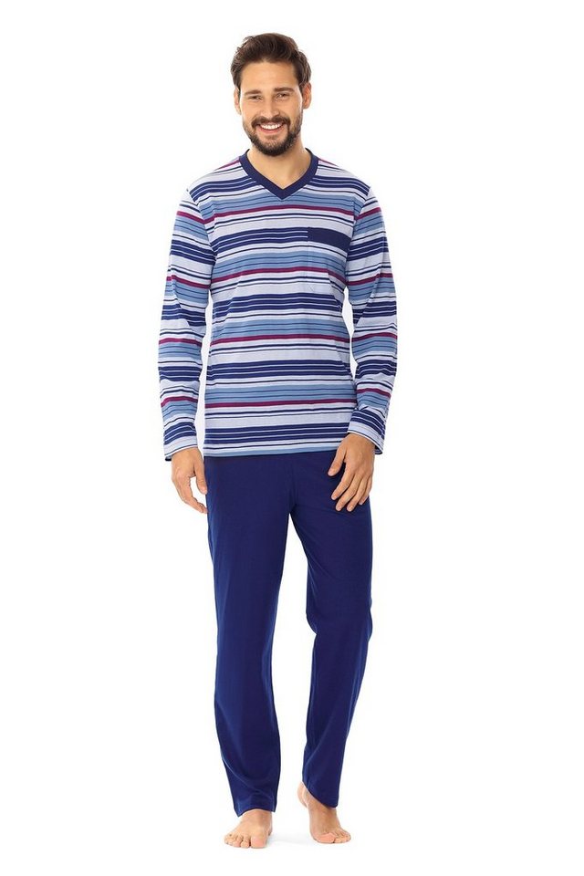 Comte Schlafanzug (Set, 2 tlg., Set) Herren Schlafanzug Pyjama Langarm Baumwolle V-Ausschnitt von Comte