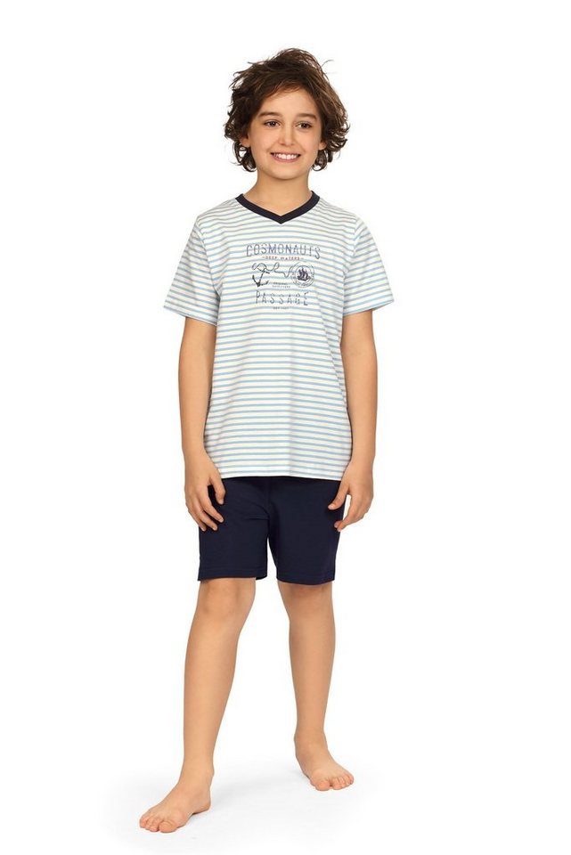 Comte Schlafanzug Comte Kids (Set, 2 tlg., Set) Jungen Schlafanzug Pyjama Kurzarm Streifen Baumwolle von Comte