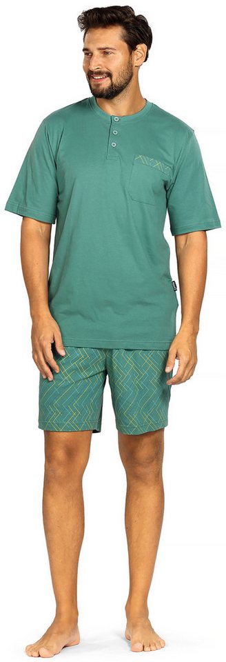 Comte Schlafanzug (Set, 2 tlg., 2-teilig) Herren Pyjama Kurzarm Baumwolle Shorty Alloverdruck von Comte