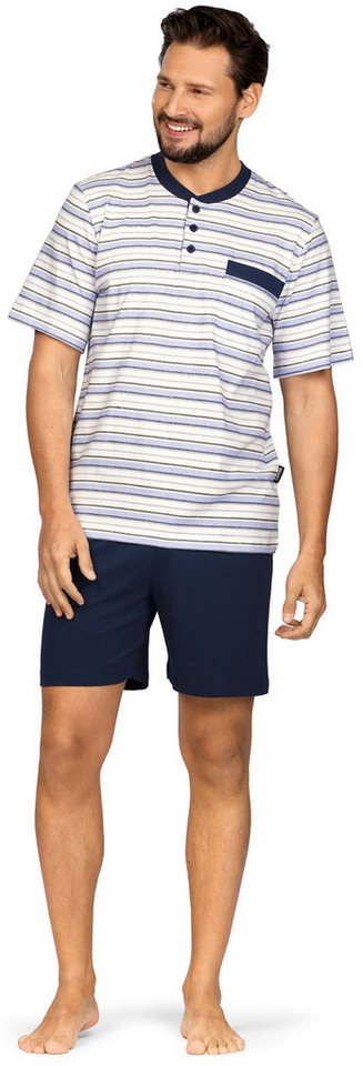 Comte Shorty Casual (Set, 2 tlg., 2-teilig) Herren Pyjama Kurzarm Baumwolle Schlafanzug Streifen von Comte