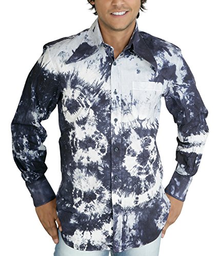 Comycom Batik Langarmhemd 70er Hippie Look blau XL von Comycom