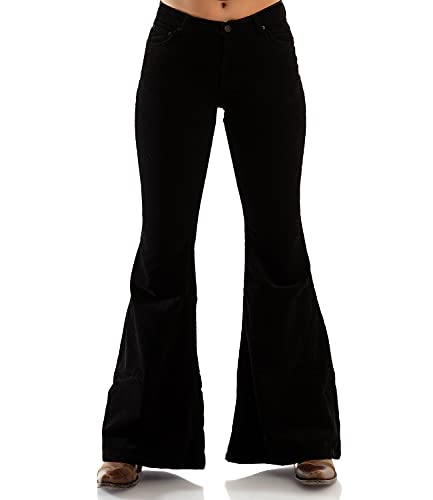 Comycom Damen Jeans Schlaghose Black - Schwarze Jeansschlaghose im 70er-Jahre Hippie-Look für Frauen, Flared-Jeans im Vintage-Style 34W / 36L Comycom Damen Jeans Schlaghose Black - Schwarze Jeansschlaghose im 70er-Jahre Hippie-Look für Frauen, Flared-Jeans im Vintage-Style 34W / 36L von Comycom