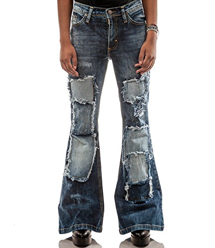 Comycom Damen Jeans Schlaghose mit Flicken Star Oldway 34/34 von Comycom