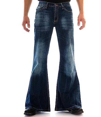 Comycom Dunkelblaue Herren Jeans Schlaghose Star Burn 31/30 von Comycom