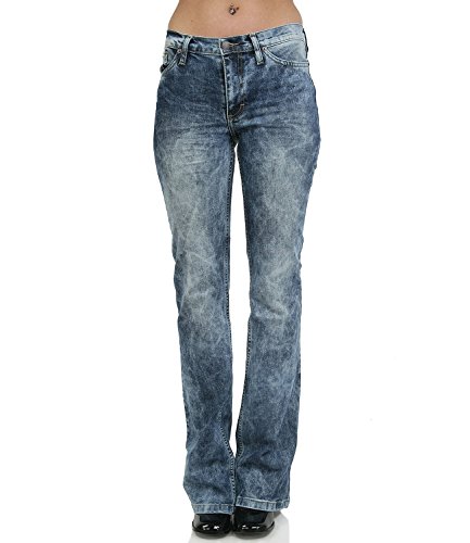 Verwaschene Bootcut Stretchjeans Star Random Cut 36/34 von Comycom