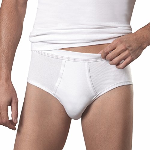 con-ta 5er Spar-Pack Herren Slip/Unterhose Feinripp mit Eingriff - 100% supergekämmte Baumwolle - Weiß Trockner geeignet (10 / 4XL, 5 X Weiß) von con-ta