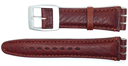 Condor New 19mm (22mm) Sized Genuine Leather Strap Compatible for Swatch® Watch - Tan - Chrome Buckle - SC14_03 von Condor