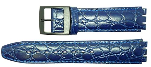 Condor 17 mm (20 mm) Originalgröße Leder Kroko-Ersatzband für Swatch® Watch – Blau., Gurt von Condor