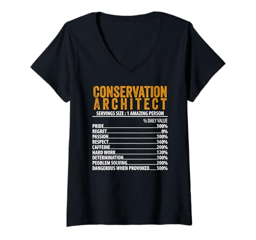 Damen Naturschutz Architekt Nährwertangaben Informationen Männer Frauen T-Shirt mit V-Ausschnitt Damen Naturschutz Architekt Nährwertangaben Informationen Männer Frauen T-Shirt mit V-Ausschnitt von Conservation Architect Nutrition Facts Men Women