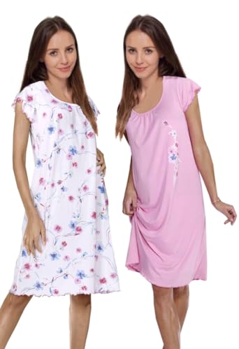 Consult-Tex Damen Kurzarm Nachthemd, Schlafhemd, Sleepshirt Nachtkleid DW946/947 (50/52) von Consult-Tex